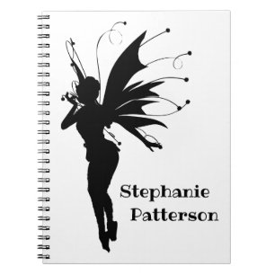 Black Fantasy Fairy Silhouette Custom Notebook
