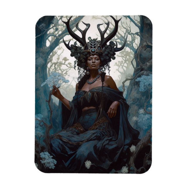 Black Fantasy Sorceress Magic Fantasy Magnet (Vertical)