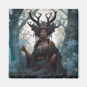 Black Fantasy Sorceress Magic Fantasy Magnet