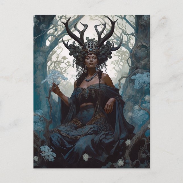 Black Fantasy Sorceress Magic Fantasy Postcard (Front)