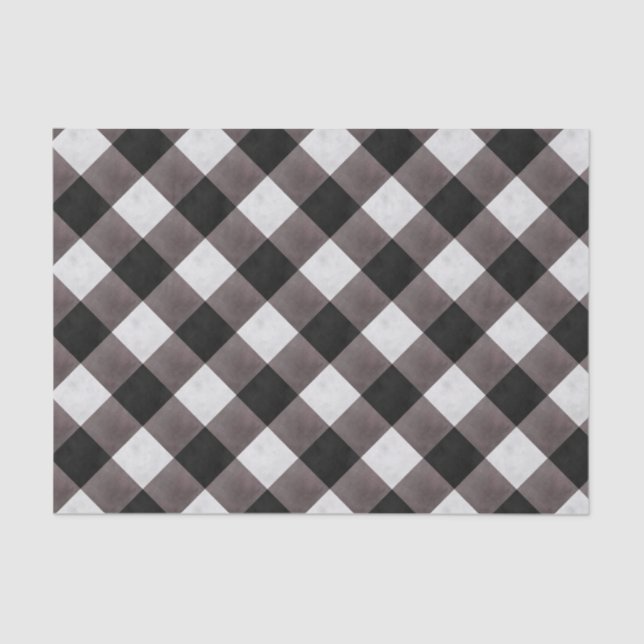 Black Farmhouse Buffalo Plaid Check Patterned Tissue Paper (Front)