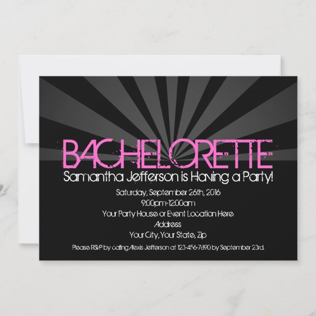 Black Fashion Lights Bachelorette Party Invitation (Front)