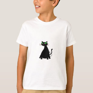 Black Fat Cat With Green Eyes T-Shirt