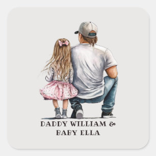 Black Father and Daughter Bond (11) Square Sticker