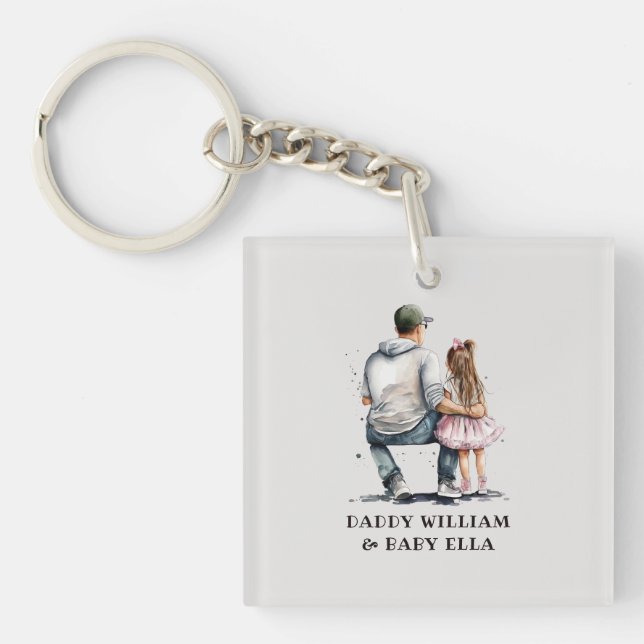 Black Father and Daughter Bond (12) Key Ring (Front)