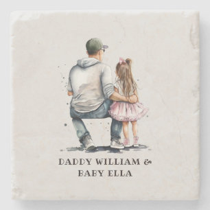 Black Father and Daughter Bond (12) Stone Coaster