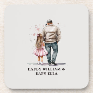 Black Father and Daughter Bond (13) Coaster