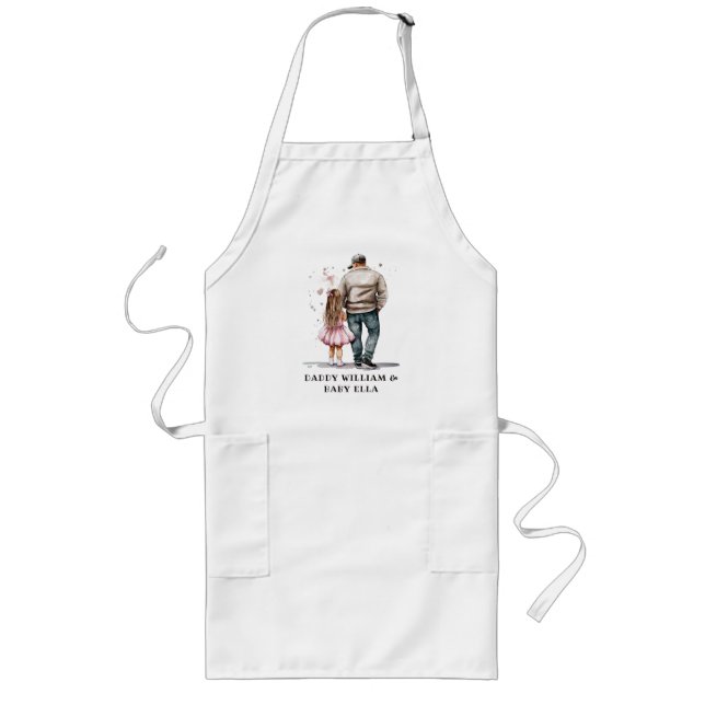 Black Father and Daughter Bond (13) Long Apron (Front)