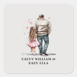 Black Father and Daughter Bond (13) Square Sticker