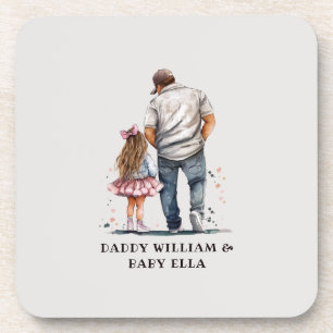 Black Father and Daughter Bond (14) Coaster