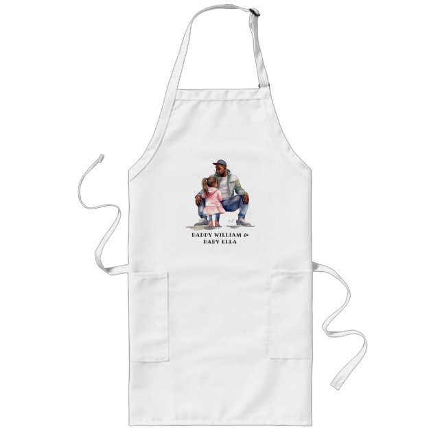 Black Father and Daughter Bond (2) Long Apron (Front)