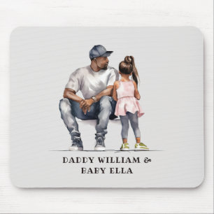 Black Father and Daughter Bond (3) Mouse Pad