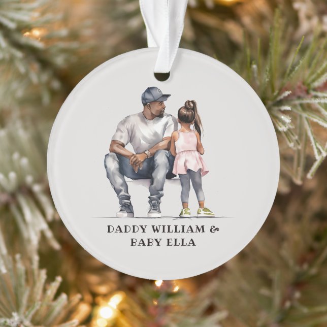 Black Father and Daughter Bond (3) Ornament (Tree)