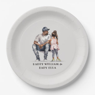 Black Father and Daughter Bond (3) Paper Plate