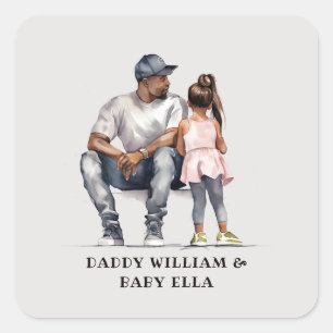Black Father and Daughter Bond (3) Square Sticker