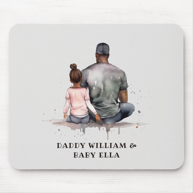 Black Father and Daughter Bond (4) Mouse Pad (Front)