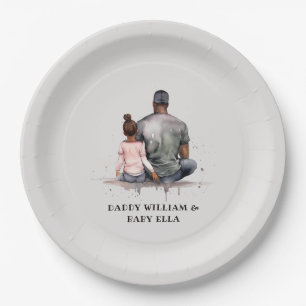 Black Father and Daughter Bond (4) Paper Plate