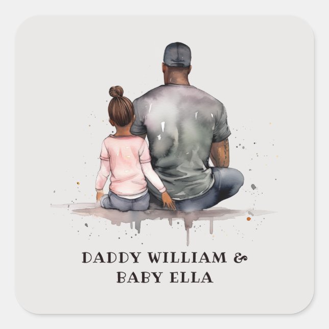 Black Father and Daughter Bond (4) Square Sticker (Front)