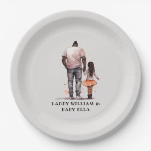 Black Father and Daughter Bond (5) Paper Plate