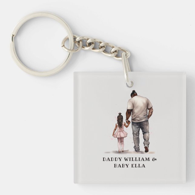 Black Father and Daughter Bond (6) Key Ring (Front)