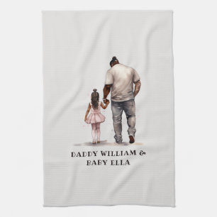 Black Father and Daughter Bond (6) Tea Towel