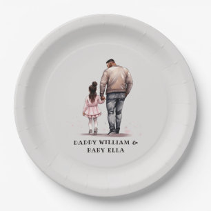 Black Father and Daughter Bond (7) Paper Plate