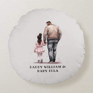 Black Father and Daughter Bond (7) Round Cushion