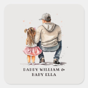Black Father and Daughter Bond (9) Square Sticker