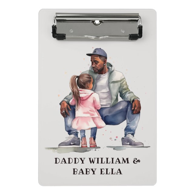 Black Father and Daughter Bond Mini Clipboard (Front)