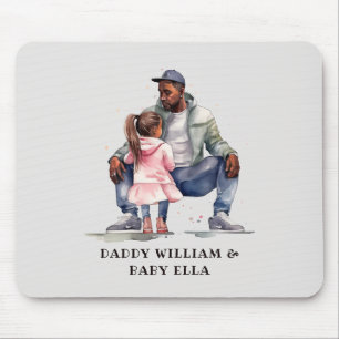 Black Father and Daughter Bond Mouse Pad