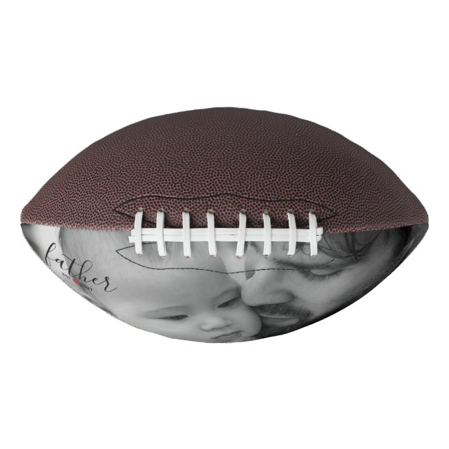 Black Father Establish Year with Red Heart Photo Football (Front)
