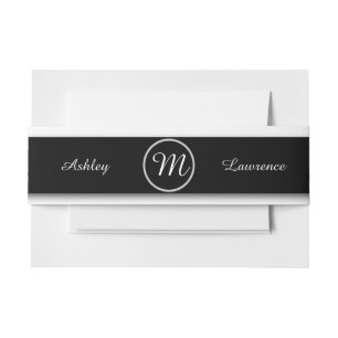 Black Faux Diamond Frame Personalised Wedding Invitation Belly Band