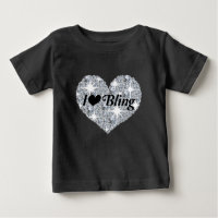 Black Faux diamond heart 'I Love Bling' design
