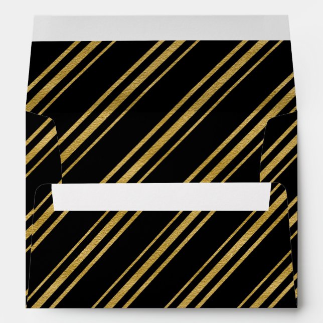 Black & Faux Foil Glam Invitation Envelopes (Back (Bottom))