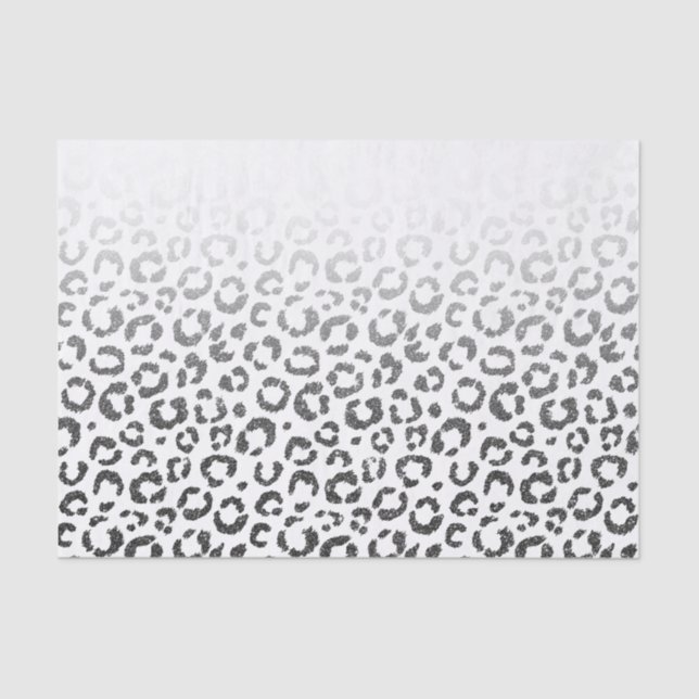 Black Faux Glitter Leopard Print Gradient Tissue Paper (Front)