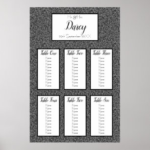 Black Faux Glitter Seating Chart
