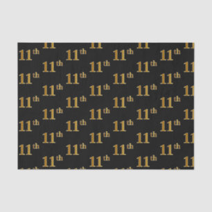 Black, Faux Gold 11th (Eleventh) Event Tissue Paper