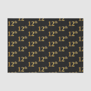 Black, Faux Gold 12th (Twelfth) Event Tissue Paper