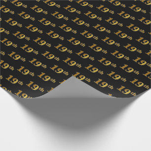 Black, Faux Gold 19th (Nineteenth) Event Wrapping Paper