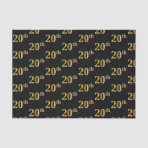 Black, Faux Gold 20th (Twentieth) Event Tissue Paper