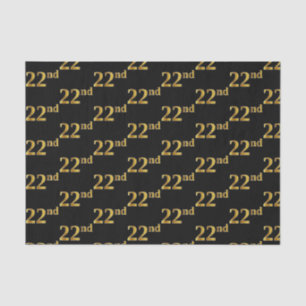 Black, Faux Gold 22nd (Twenty-Second) Event Tissue Paper