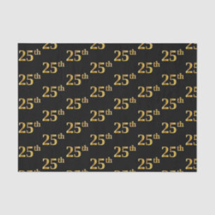 Black, Faux Gold 25th (Twenty-Fifth) Event Tissue Paper