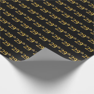 Black, Faux Gold 29th (Twenty-Ninth) Event Wrapping Paper