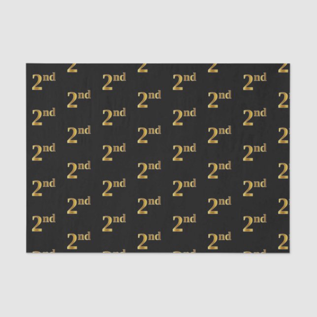 Black, Faux Gold 2nd (Second) Event Tissue Paper (Front)