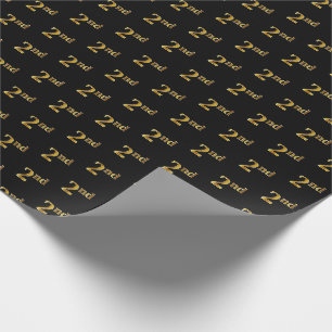 Black, Faux Gold 2nd (Second) Event Wrapping Paper