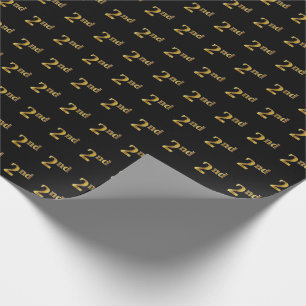 Black, Faux Gold 2nd (Second) Event Wrapping Paper