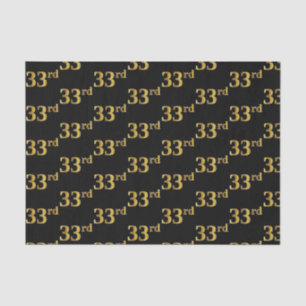 Black, Faux Gold 33rd (Thirty-Third) Event Tissue Paper