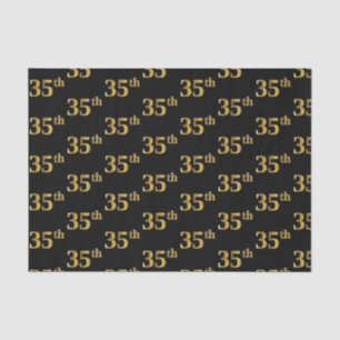 Black, Faux Gold 35th (Thirty-Fifth) Event Tissue Paper