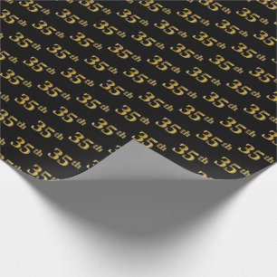 Black, Faux Gold 35th (Thirty-Fifth) Event Wrapping Paper