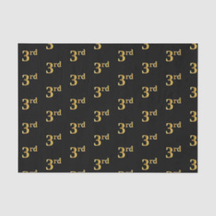 Black, Faux Gold 3rd (Third) Event Tissue Paper